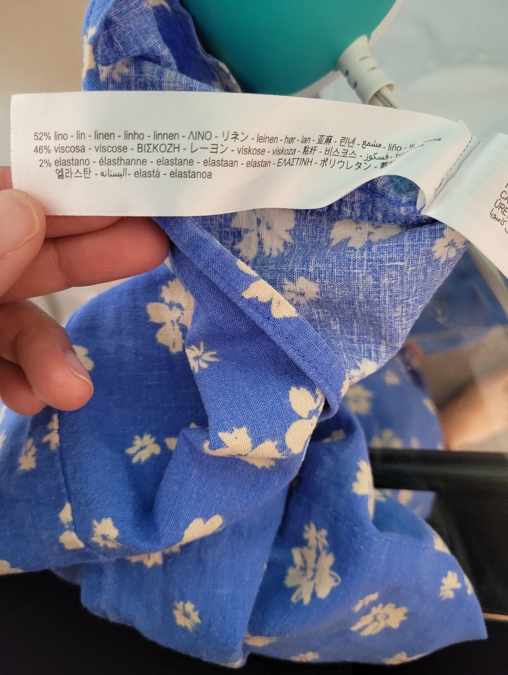 Zara Blue Floral Linen Blend Mini Dress Side Cutouts Summer Sundress Size Medium - Picture 6 of 9